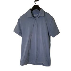 BYLT drop cut short sleeve polo lux gray blue men's size medium